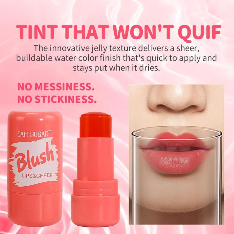 Jelly Texture Blush Stick, 1 Count Long Lasting Blusher for Cheeks, Lips, Eyes, Natural & Lightweight Facial Makeup Tool for Women