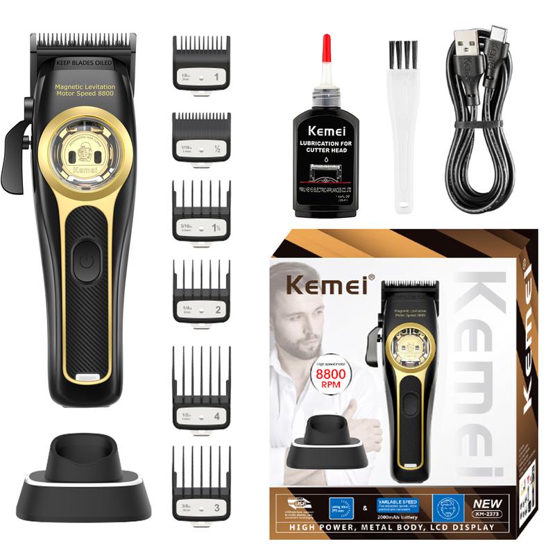 KEMEI Professional Hair Clippers for Men, Cordless Barber Clippers with 8800 RPM Magnetic Levitation Motor, Adjustable Hair Cutting Kit with Charging Base LCD Display Electric Razor & Clippers Kit glaker  hair Comfort