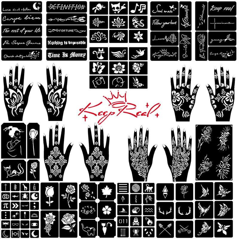 Reusable Henna Nail Art Tattoo Stencils, 22pcs set DIY Face & Body Painting Templates, Temporary Tattoo Stencils for Music Festival, Party, and Cosplay