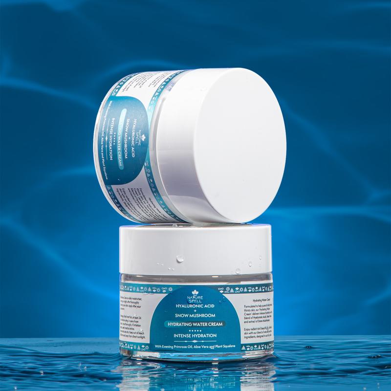 Water Face Cream with Snow Mushroom & Hyaluronic Acid by Nature Spell - Facial Moisturiser Skin Repair