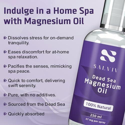 Natural Dead Sea Magnesium Oil Pump 8.45 fl oz - Pure Therapeutic Mineral Supplement from Jordan to Moderate Processes, Reduce Discomfort, and Promote Wellness