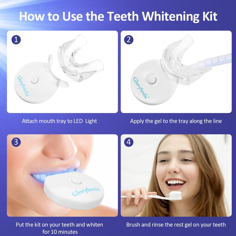 Teeth Whitening Kit with LED Light, 10 Min Fast Teeth Whitener with 3 Professional Teeth Whitening Gel, Safe Enamel and Non-Sensitive Teeth Whitening