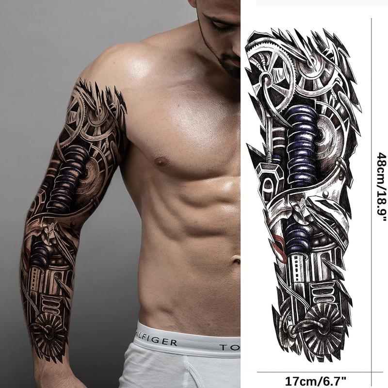 Full ArmTemporary Tattoos, temporary tattoos for men - Full Arm Waterproof Temporary Tattoos stickers 4 Sheets and Half Arm Shoulder Fake Tattoo 10 Sheets - Temporary Tattoos Adult BETY5