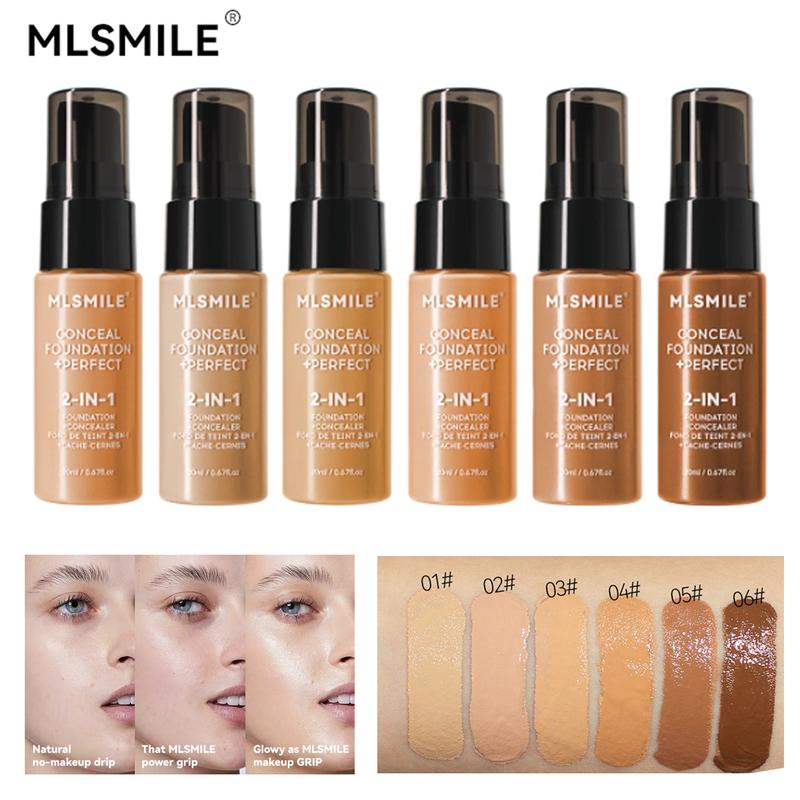 2 In 1 Foundation Concealer,Full Coverage,Natural Matte Finish ,Lightweight Creamy Texture,Waterproof Liquid Makeup for Women Cosmetic