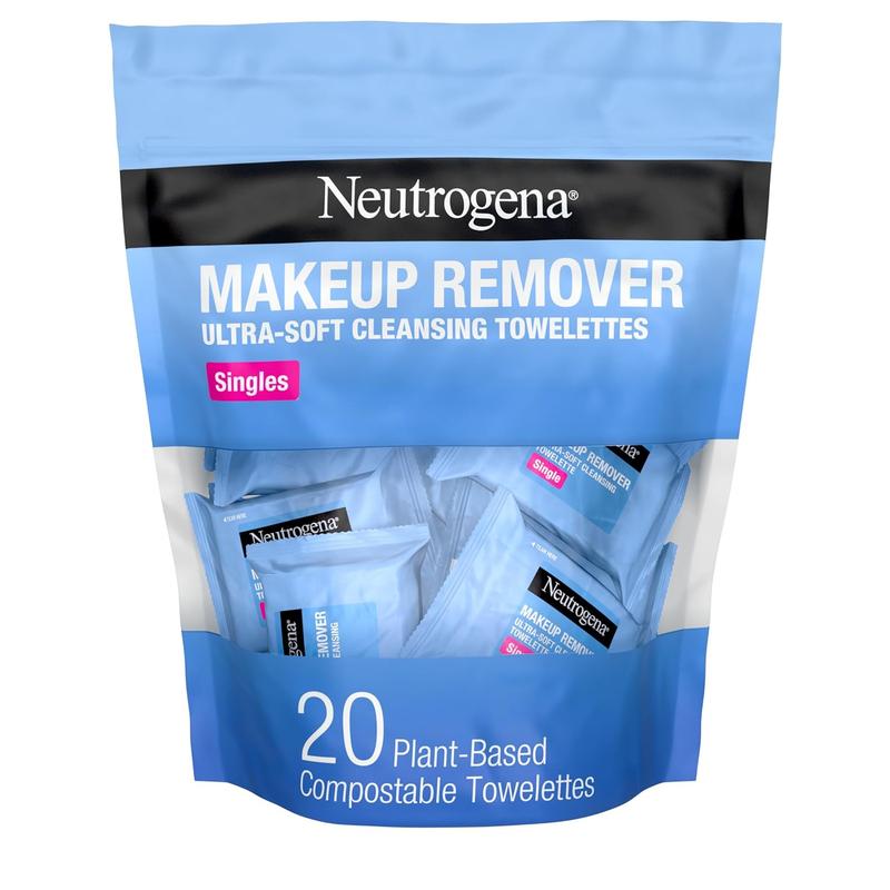 Neutrogena Makeup Remover Wipes, Individually Wrapped Daily Face Wipes for Waterproof Makeup, Travel & On-The-Go Singles, 20 Count Kenvue