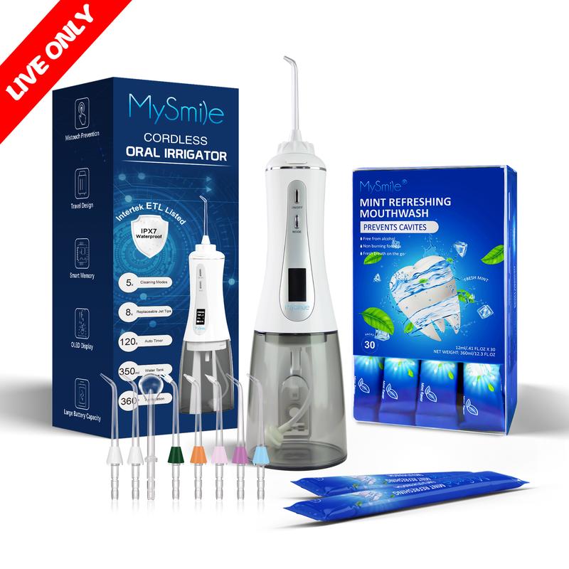 Livestream Special - MySmile Cordless Advanced OLED Water Flosser + Mouthwash Bundle(Result May Vary)