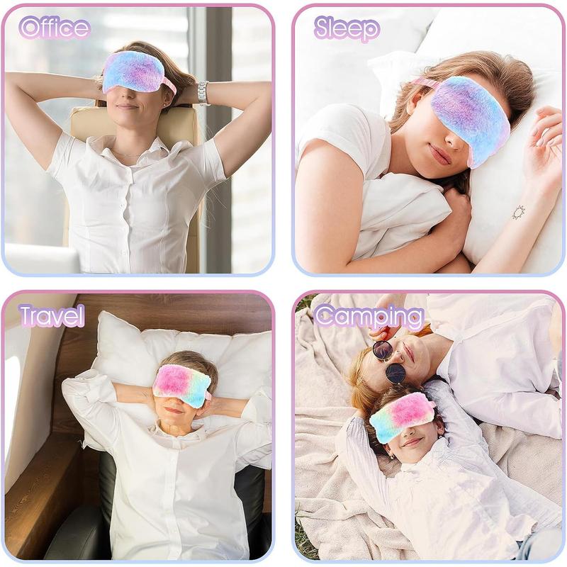 2 Pack Plush Sleep Eye Masks Soft Plush Eye Masks Fluffy Eye Masks Comfortable Sleep Mask Eye Mask Rainbow Faux Fur Eye Masks for Women Men and Kids Travel Nap Sleep Thanksgiving, Christmas, New Year Gifts