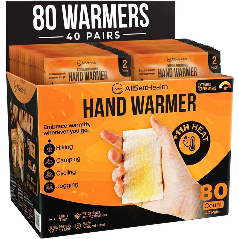 Natural Hand Warmers - 11 Hours Heat - 40 Pairs Air Activated Portable Warmth for Hands, Feet & Body