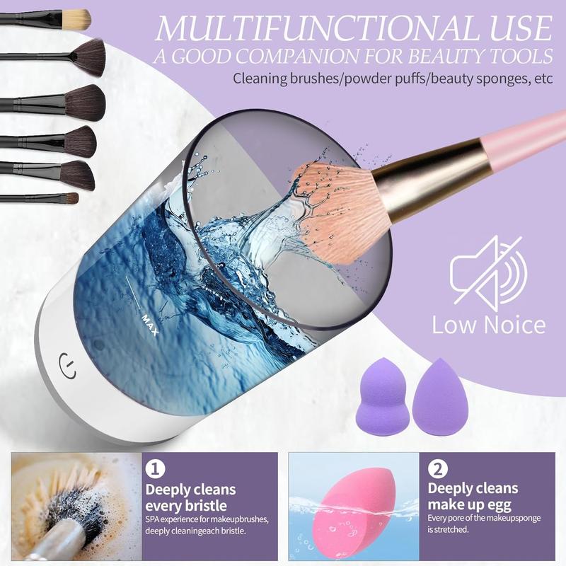 Electric Makeup Brush Cleaner, Makeup Brush Cleaner Machine with Brush Clean Mat, Automatic Make Up Brush Clean Tool for All Size Makeup Brushes Cosmetic Cleansing