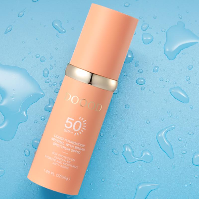 DOOOD Bio Liquid Foundation 4 in 1 - Medium Harmony, Sunscreen Serum SPF 50 Long Lasting, Non-Gland Blocking, Mini Lightweight Travel Size, Morning Cleansing Liquid Foundation, Perfect for Daily Skincare, Blends Perfectly with Your Skin Tone