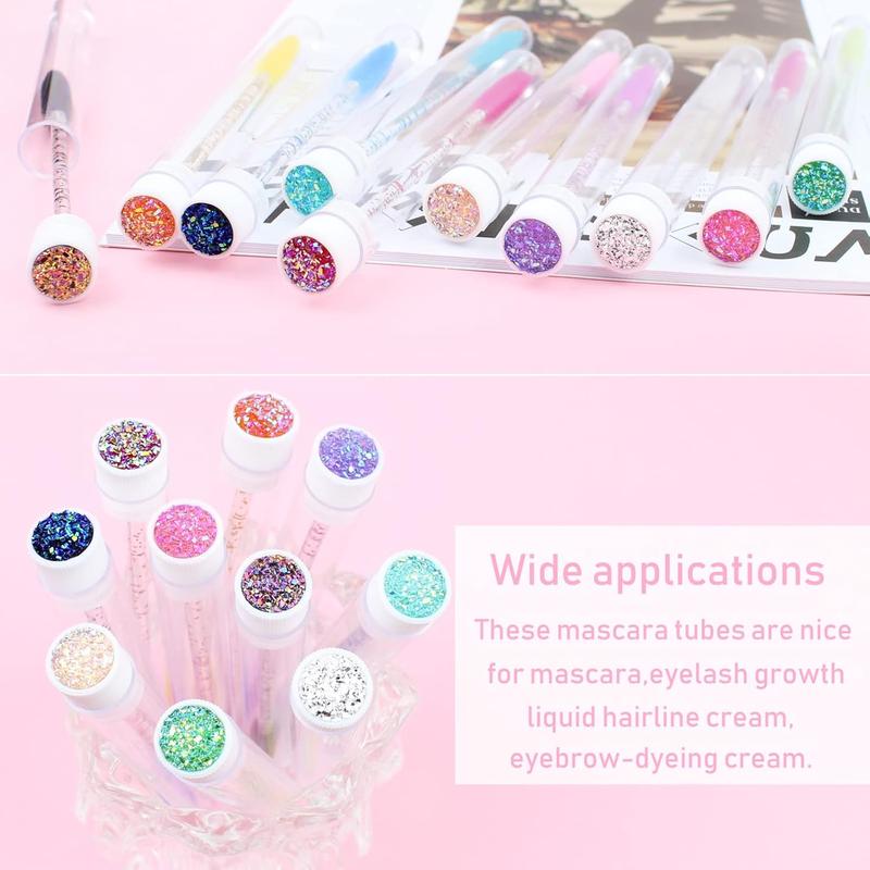 20 Sets Mascara Wand Tube Set Diamond Mascara Brushes Eyelash Spoolies Brush Makeup Tool Applicator Eyelash Brush Tubes Makeup Brush (Diamond-MIX) Clear Daily