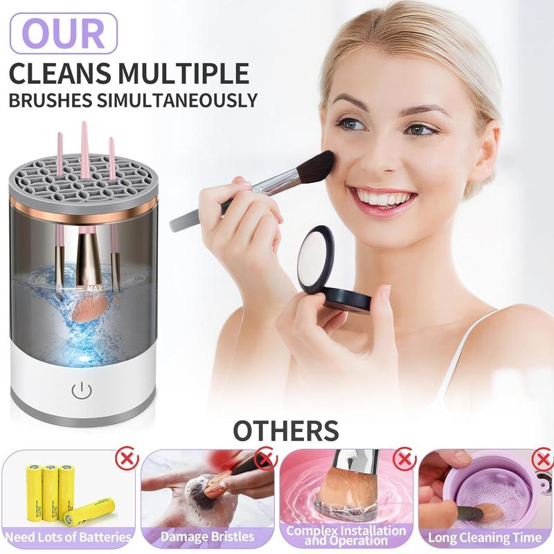 Electric Makeup Brush Cleaner, Makeup Brush Cleaner Machine with Brush Clean Mat, Automatic Make Up Brush Clean Tool for All Size Makeup Brushes Cosmetic Cleansing