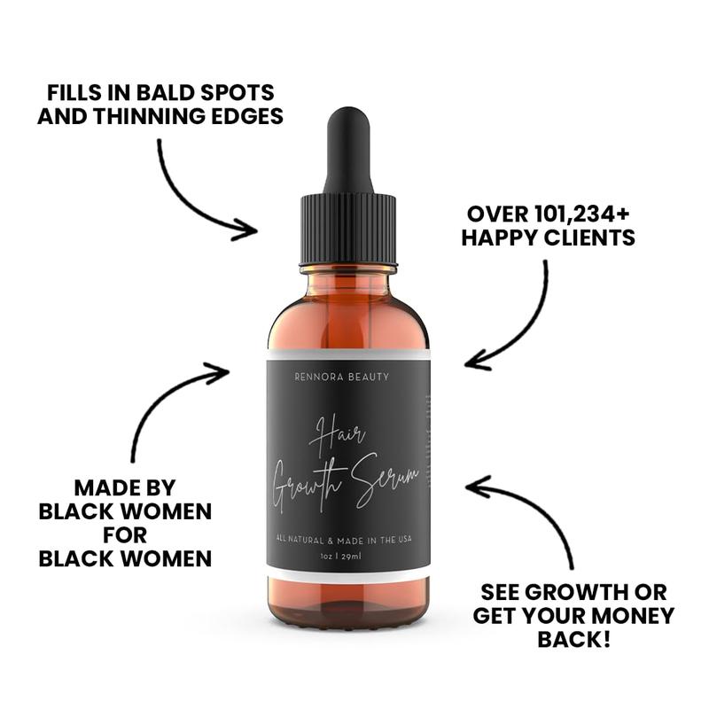 Hair Growth Serum Designed for Black Women with Organic Herbs and Natural Vitamin, No Chemicals (1oz per bottle, 4 Pack)