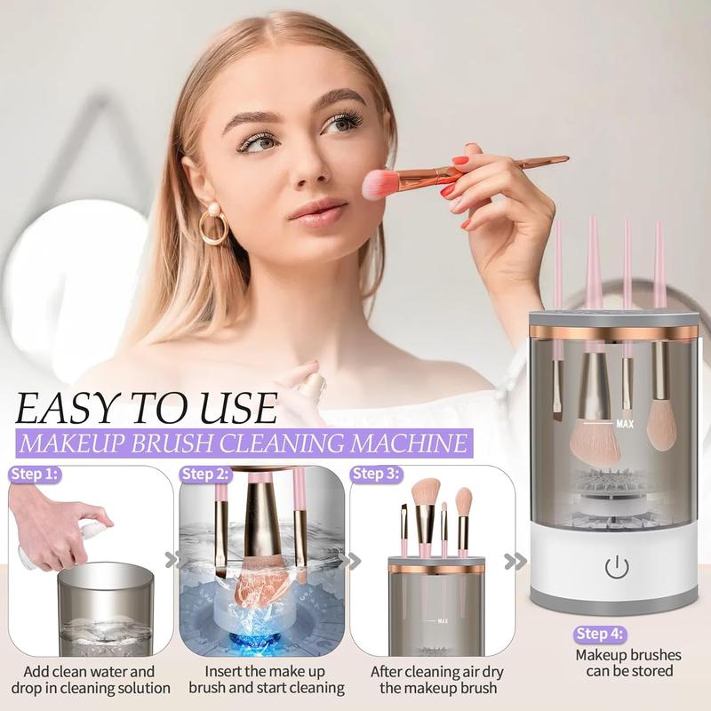 Electric Makeup Brush Cleaner, Makeup Brush Cleaner Machine with Brush Clean Mat, Automatic Make Up Brush Clean Tool for All Size Makeup Brushes Cosmetic Cleansing