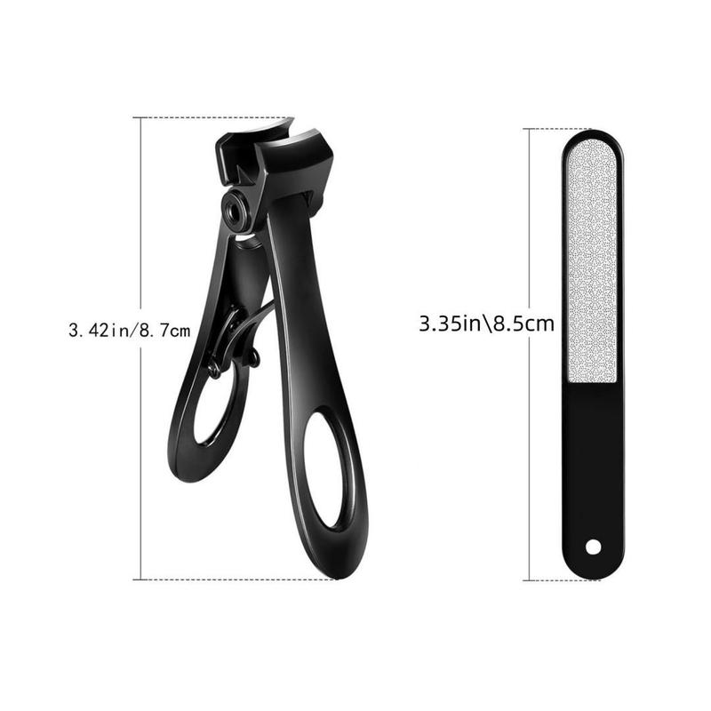 Sturdy Nail Clipper & Nail File, 2 Counts set Ultra Wide Jaw Opening Big Nail Clipper, Professional Manicure & Pedicure Tool for Home & Salon Use