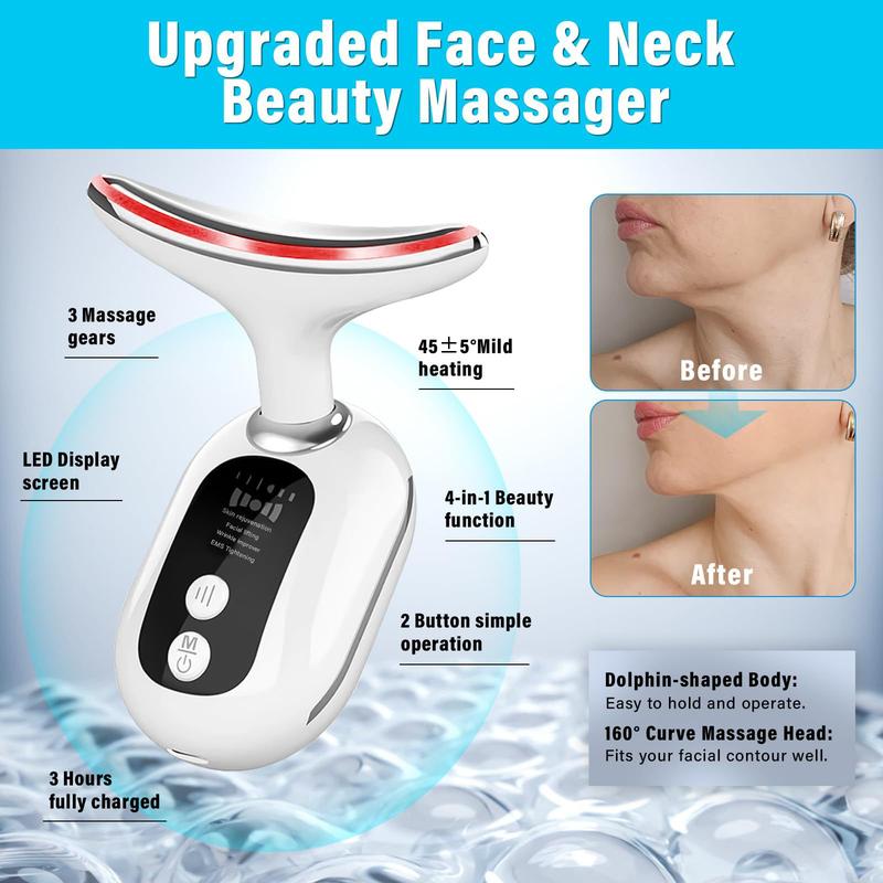 Face Neck Beauty Device, 7 Color Led Face Neck Massager,Multifunctional Facial Skin Care Tool for Home Skin Care LED Colorful