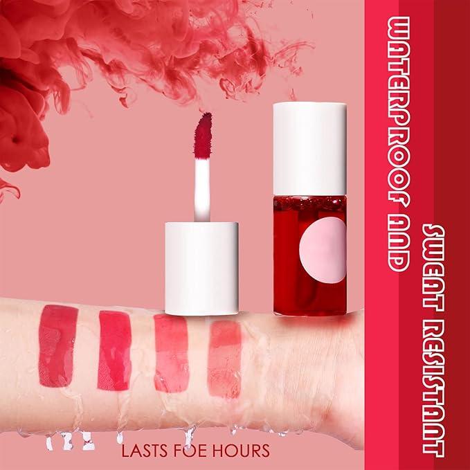 4 Colors Lip Tint Stain Set,Velvet Lip Tint Watery Lip Stain, Moisturizing Waterproof Mini Liquid Lipstick,Plump Lip Gloss Long-lasting Korean Matte Lip Tint Non-Sticky Tinta De Labios (4PCS)