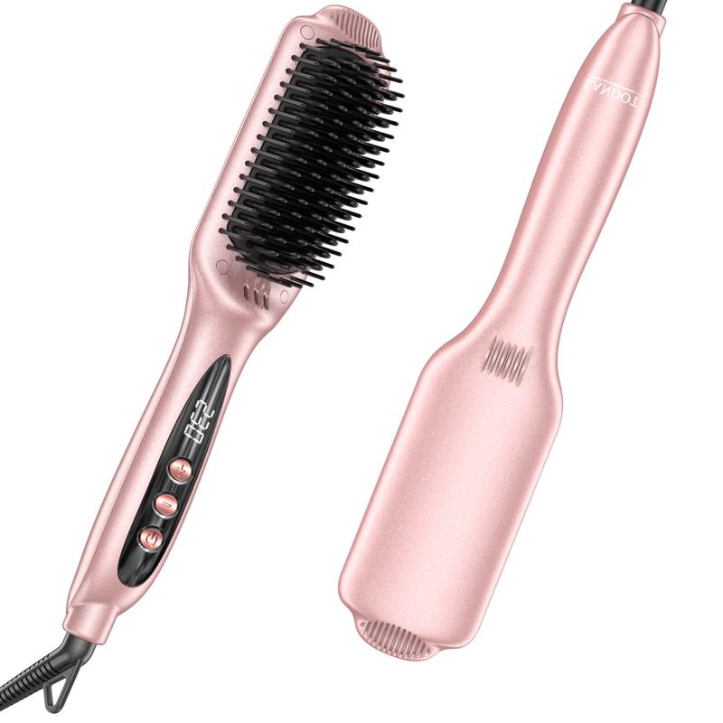 LANDOT Hair Straightener Brush Heated Straightening Brush: Negative Ion Ceramic Hot Hair Brush Straightener for Smooth Frizz-Free Hair,QF-S200