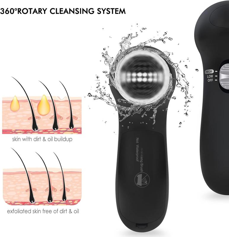 Facial Cleansing Brush Face Scrubber:  Electric Face Spin Cleanser Brushes with 6 Brush Heads for Deep Cleansing, Gentle , Removing Blackhead, Massaging