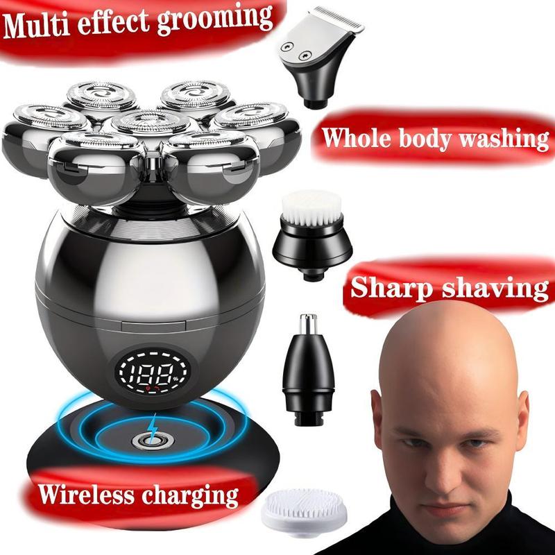 5 in 1 Electric Head Shaver for Fall, Rechargeable Grooming Kit for Bald Men, Electric Beard Shaver for Men, Men's Grooming Kit, Hair Trimmer for Christmas Gift, Great for Men Stylists Barber Barbershop Salon Home Use, Winter Gift