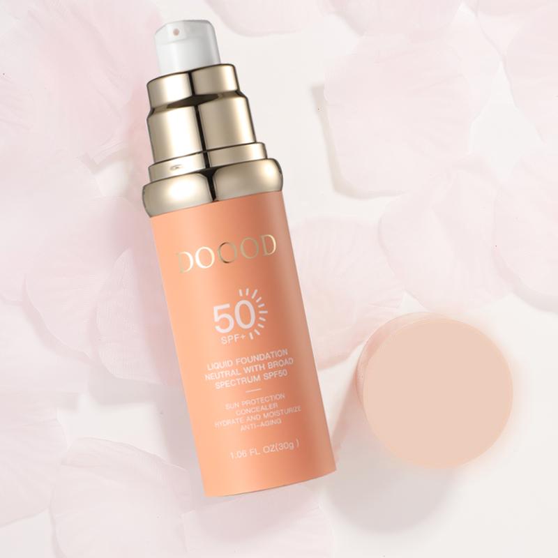 DOOOD Bio Liquid Foundation 4 in 1 - Medium Harmony, Sunscreen Serum SPF 50 Long Lasting, Non-Gland Blocking, Mini Lightweight Travel Size, Morning Cleansing Liquid Foundation, Perfect for Daily Skincare, Blends Perfectly with Your Skin Tone