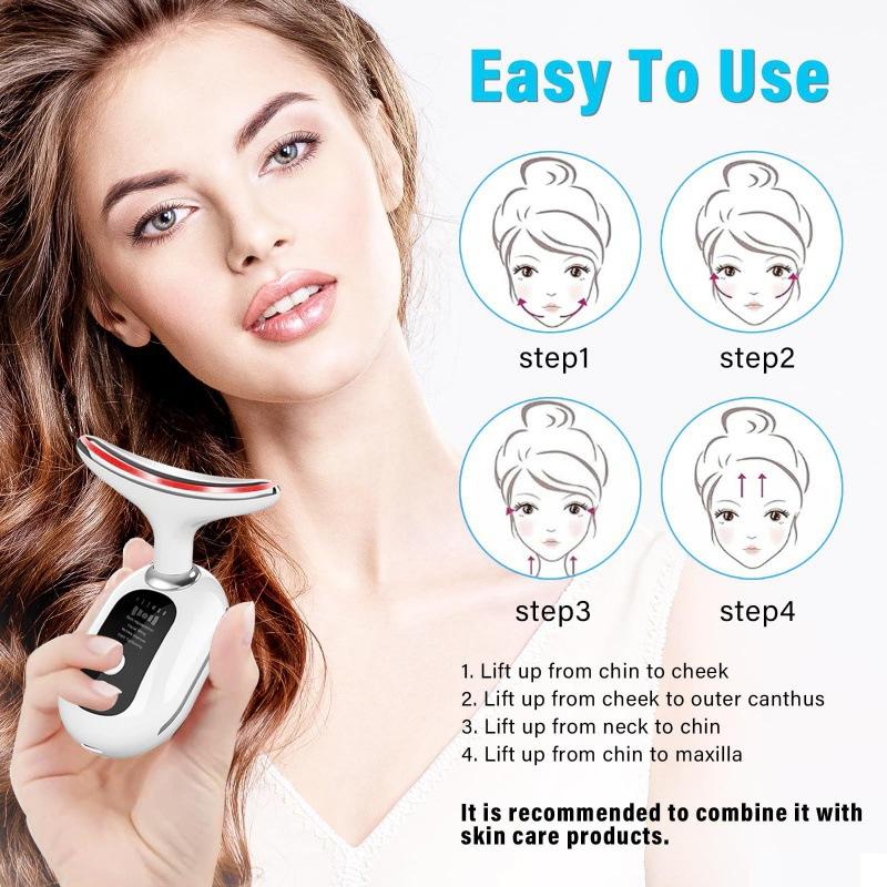 Face Neck Beauty Device, 7 Color Led Face Neck Massager,Multifunctional Facial Skin Care Tool for Home Skin Care LED Colorful