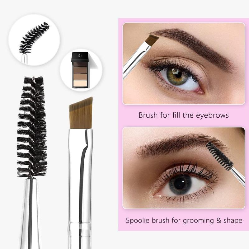 Eyebrow Brush Kit with Lash Curler and Extension Tweezers for Women - 10 Silicone Refills Pads Included