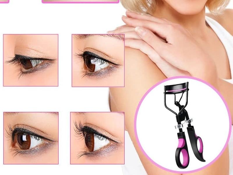 Eyebrow Brush Kit with Lash Curler and Extension Tweezers for Women - 10 Silicone Refills Pads Included