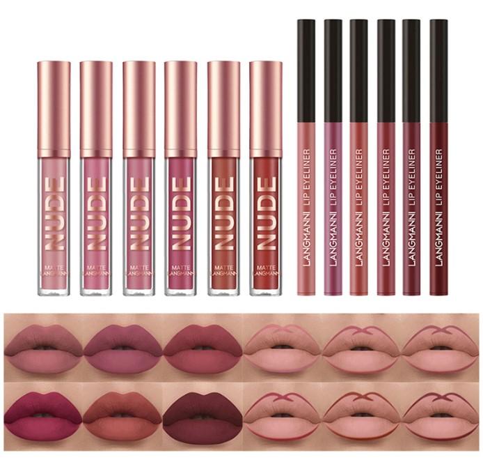 BestLand 12Pcs Matte Liquid Lipstick + Lip Liner Pens Set Flawless Cosmetic, Lip Stain Waterproof Long Wear Lip Gloss Make up Gift Set (Set A)