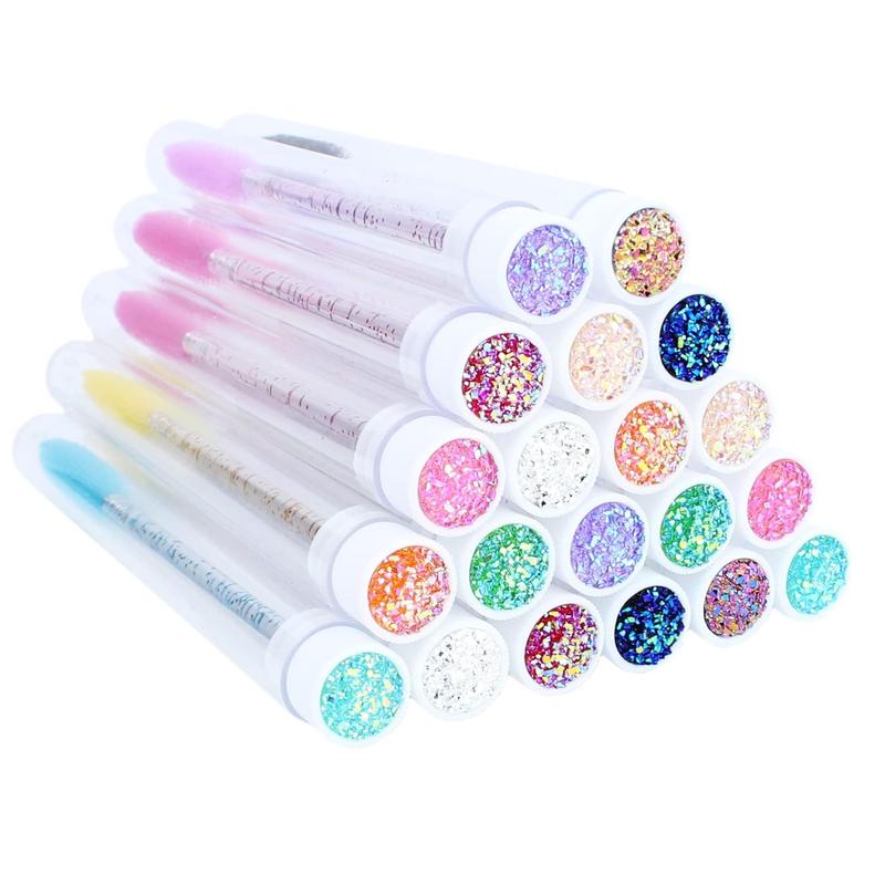 20 Sets Mascara Wand Tube Set Diamond Mascara Brushes Eyelash Spoolies Brush Makeup Tool Applicator Eyelash Brush Tubes Makeup Brush (Diamond-MIX) Clear Daily