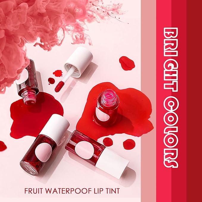 4 Colors Lip Tint Stain Set,Velvet Lip Tint Watery Lip Stain, Moisturizing Waterproof Mini Liquid Lipstick,Plump Lip Gloss Long-lasting Korean Matte Lip Tint Non-Sticky Tinta De Labios (4PCS)