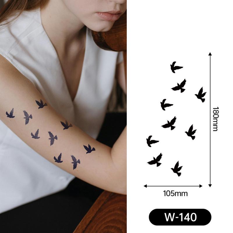 6 sheets Large-Size Realistic Waterproof SemiPermanent Tattoo Stickers,Black Temporary Tattoos Stickers Lasts 7-15 Days, Forearm Designs Featuring Tribal, Wolf, Tiger, Lion, Owl, Skeleton Skull, Temp Halloween Fake Tattoo Stickers, Rose, and Animals