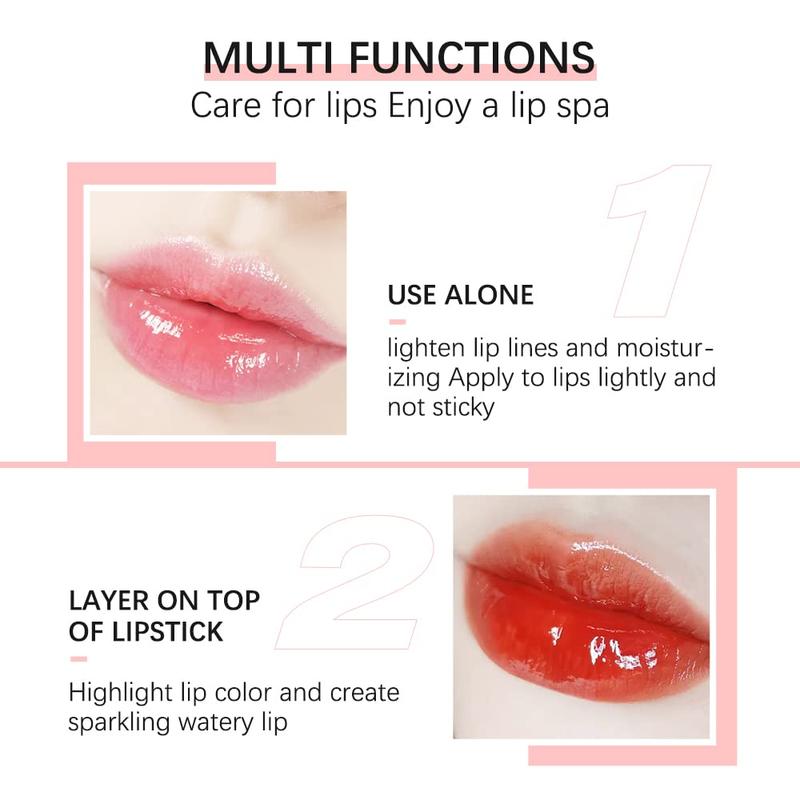 Hydrating Lip Glow Oil, Lip Oil Gloss Transparent Toot Tinted Nourishing Long Lasting Repairing Lightening Lip Lines (RASPBERRY) 0.2 OZ