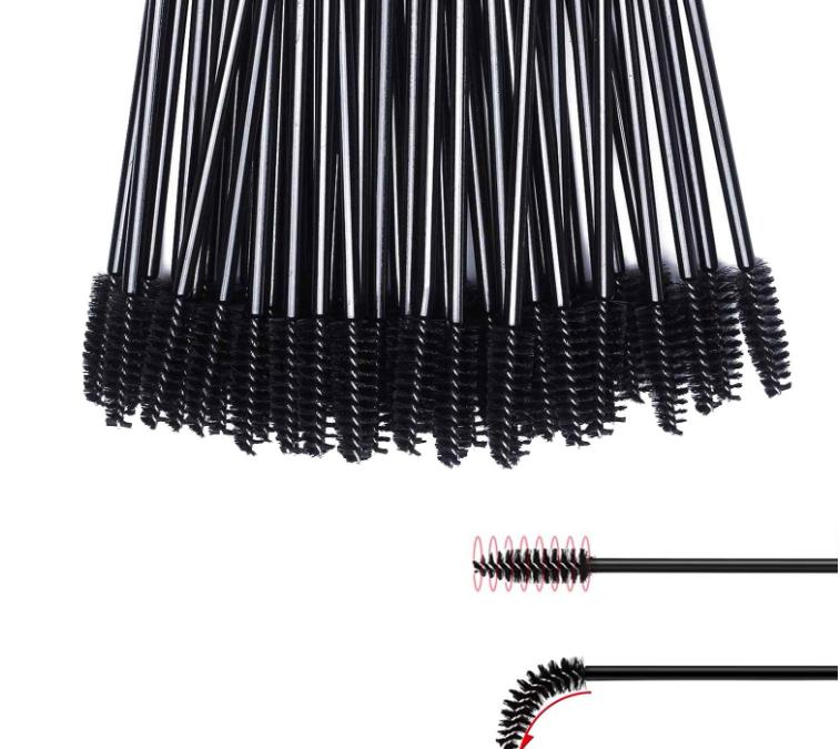 100 Pcs Disposable Eyelash Mascara Brushes for Eye Lashes Extension Eyebrow and Makeup (Black)