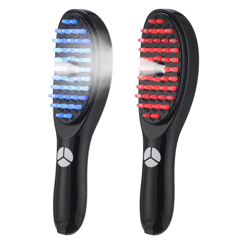 1 Fashion Electric Massage Comb with Red & Blue Light Massage Care Head Good for Head and Hair Vibration Massage Health Comb Comfort