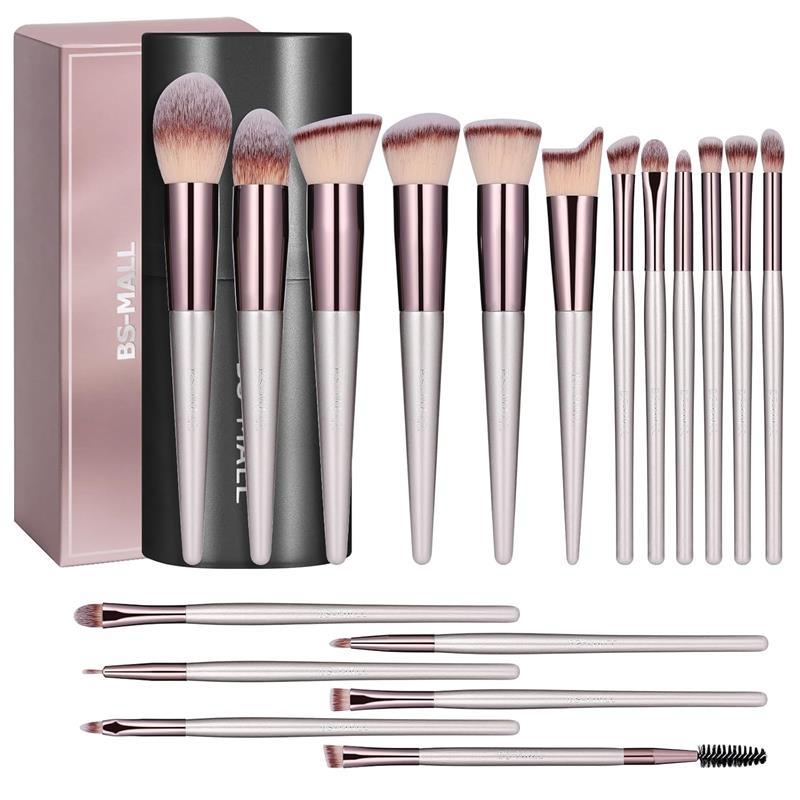 BS-MALL 18 Pcs Professional Makeup  Set for Eye Shadow, Concealer, Blush, Foundation, Powders, Highlighter & Eyebrows with Black Case Brush Cosmetic makeupbrushset