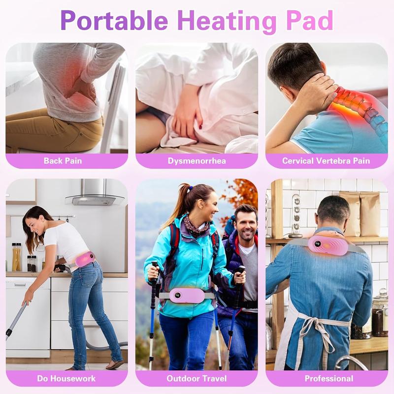 Heating Pad for Period Cramps 5000mAh, Portable Heating Pad with 6 Heating Levels and 6 Massage Modes, Menstrual Heating Pad with 3 Timer Auto Off Set Cordless Comfort