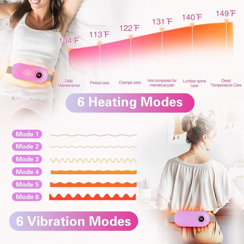 Heating Pad for Period Cramps 5000mAh, Portable Heating Pad with 6 Heating Levels and 6 Massage Modes, Menstrual Heating Pad with 3 Timer Auto Off Set Cordless Comfort