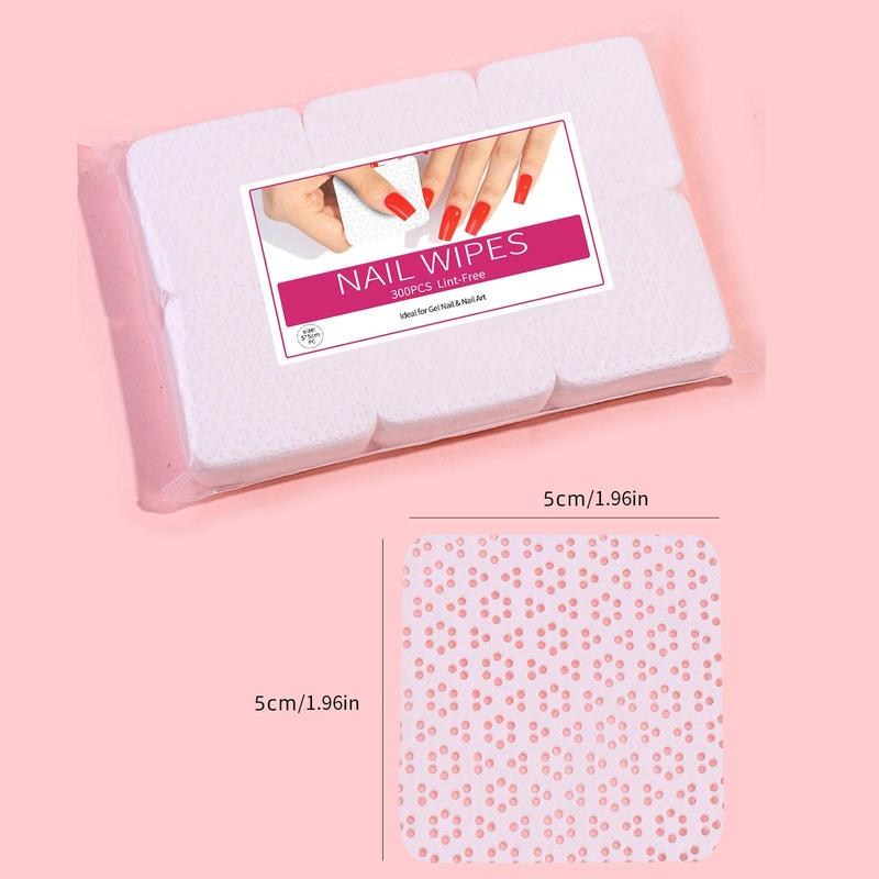 Nail Polish Remover Pad, 300pcs Nail Polish Glue Cleaning Pads, Absorbent Lint Free Nail Glue Wipes, Disposable Nail Glue Removal Wiping Sheets