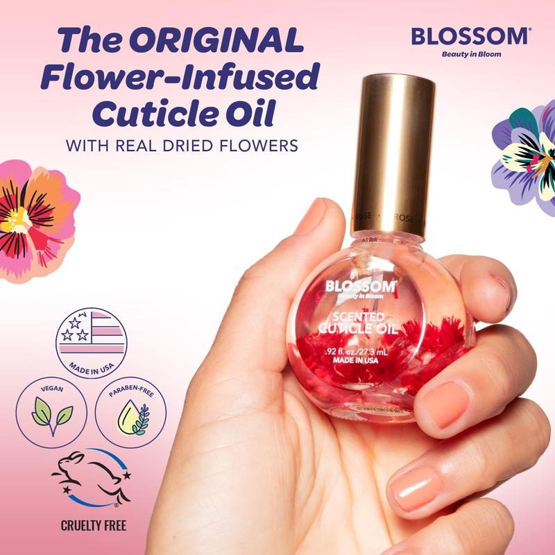 Hydrating, Moisturizing, Strengthening, Scented Cuticle Oil, Infused with Real Flowers, Made in USA, 0.5 fl. oz, Rose Floral Honey Nail Luxury