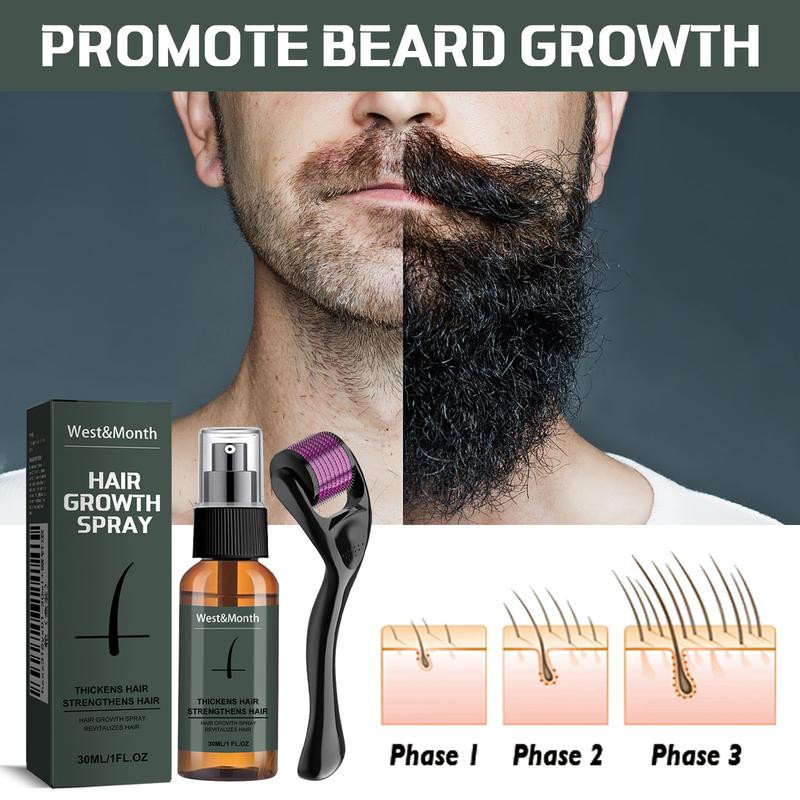 West&Month Moustache Spray Set, Moisturizing Spray Facial Hair Treatment Boosting Beard Growth Thickening Liquid beard  oil