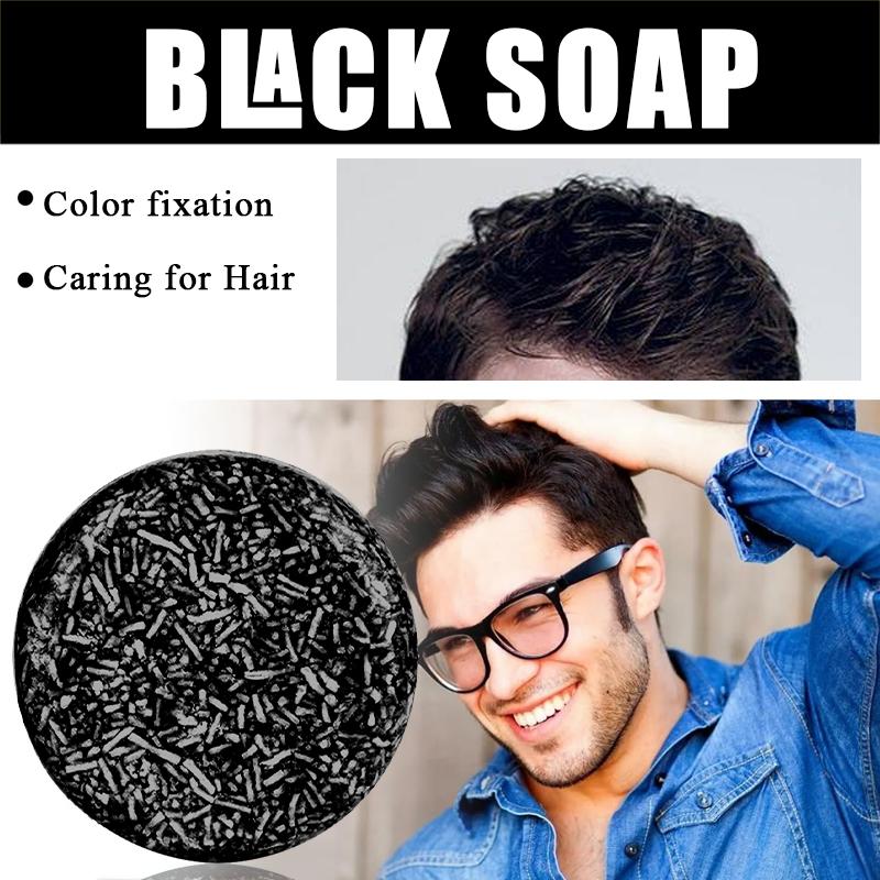 Black Hair Shampoo Soap improves hair color and texture by using natural botanical ingredients He Shou Wu and Side Cedar Leaf to make hair color softer and shinier.