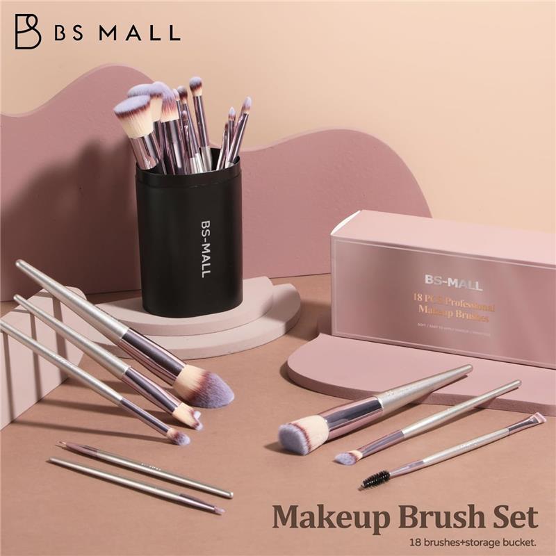 BS-MALL 18 Pcs Professional Makeup  Set for Eye Shadow, Concealer, Blush, Foundation, Powders, Highlighter & Eyebrows with Black Case Brush Cosmetic makeupbrushset