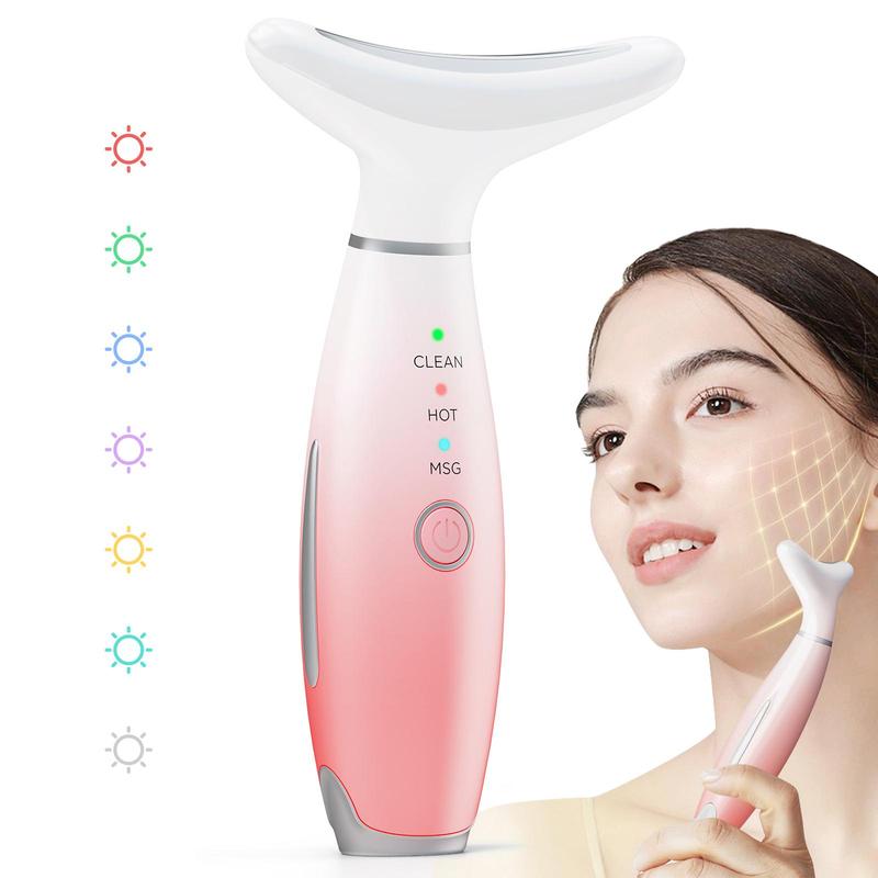 Facial and Neck Massager, Face Skin Tool for Face & Neck Beauty Device, Vibration and Heating Massager Lifts and Tightens Skin,Gifts For Women And Men