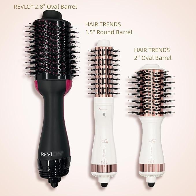 Travel Blow Dryer Brush in one, Dual Voltage Mini Hot Air Brush, Hair Trends Nano Titanium 2 Inch One Step Hair Dryer and Styler Volumizer Oval Shape