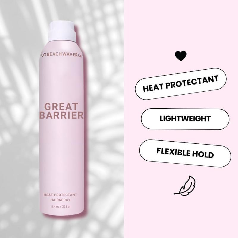 Beachwaver Great Barrier Heat Protectant Hair Spray | 8.4 Fl Oz - Multi-Purpose Hairspray for Heat Protection, Flexible Hold & Frizz Free