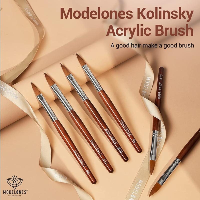 3Pcs Acrylic Nail Brush Set, Size 8 10 12 Kolinsky Acrylic Brushes for Acrylic Powder Application, Nail Extension, 3D Nail Carving, round Shaped Nail Art Brushes with Wooden Handle modelones modelones