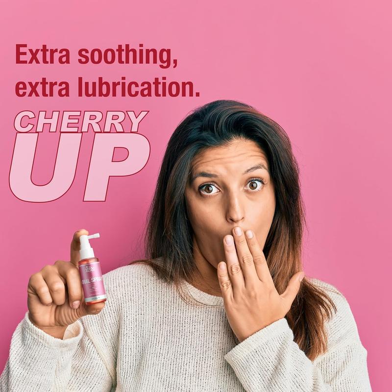 XESSO Flavored Oral Spray w Fresh Cherry Scent 2 fl oz, Deep Throat Relaxing for Women and Men, Reduces Gag Reflex, Throat and Mouth Mist for Oral Pleasure, Made in USA, Package May Vary