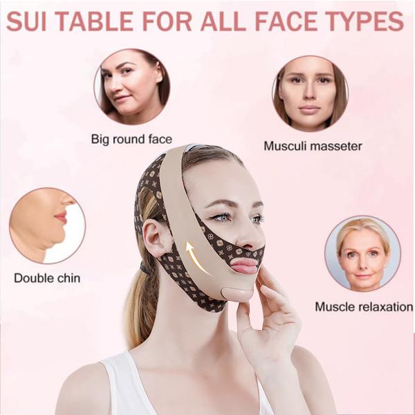 BOMKADI Double Chin Mask, Far Infrared Chin Strap V Line Face Chin Lifting Strap, Jaw Exerciser for Women