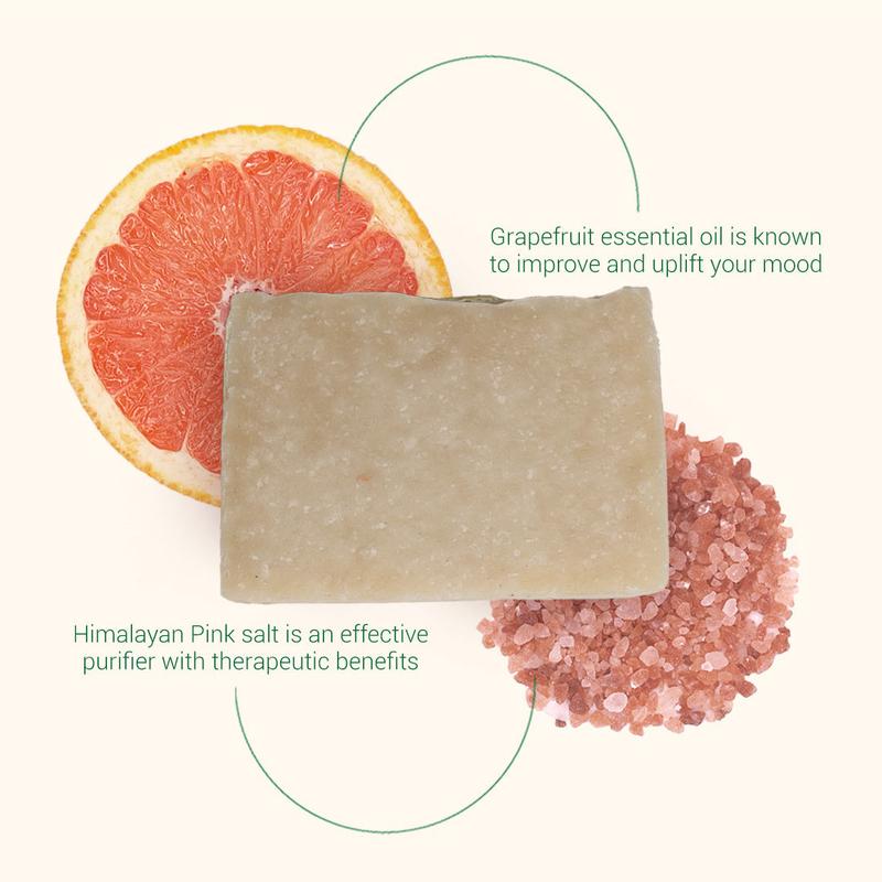 Herb'n Eden Grapefruit Soap Bar - Coconut Oil, Himalayan Pink Salt, Bentonite Clay,